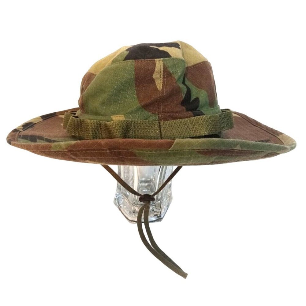 Camping Camouflage Army Hat Unisex Green Brown Tan Black Tropical Boonie Tie